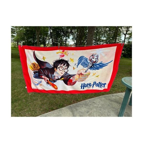 Vtg | Y2K 2001 Harry Potter Terry Cloth Beach Towel 100% Cotton 57.5x31.5" - Picture 1 of 5